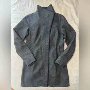 Arcteryx Women's Fleece Lined Wool Gray Long Coat, Size M, Excellent Condition